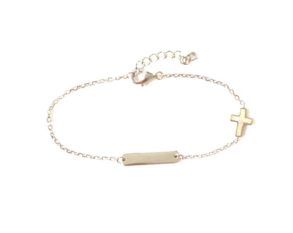 White Opalite Cross Children’s Bracelet with Tag