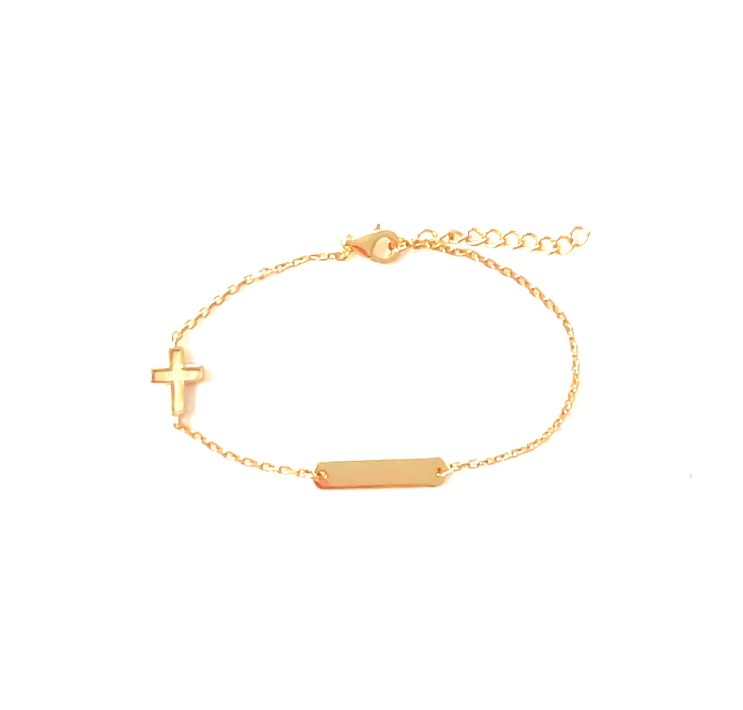 White Opalite Cross Children’s Bracelet with Tag