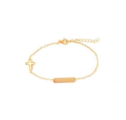 White Opalite Cross Children’s Bracelet with Tag