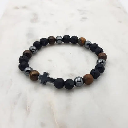Stone Cross Brown/Black Bracelet