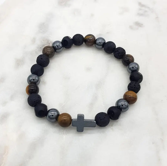 Stone Cross Brown/Black Bracelet