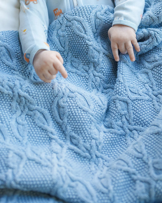 Organic Blanket Bowie - Bluebell