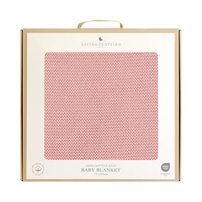 Knitted pram blanket - Dusty rose