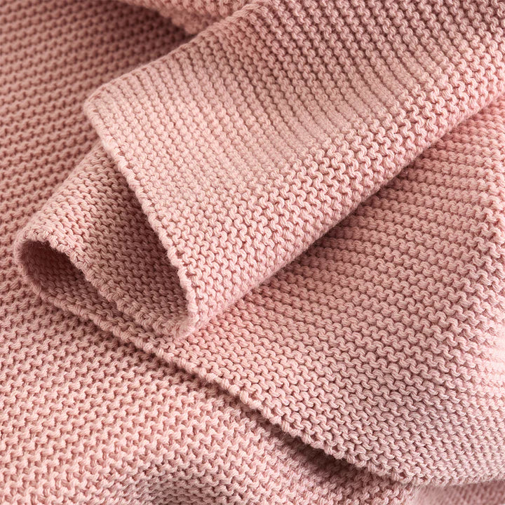 Knitted pram blanket - Dusty rose