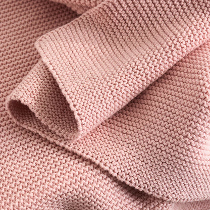 Knitted pram blanket - Dusty rose