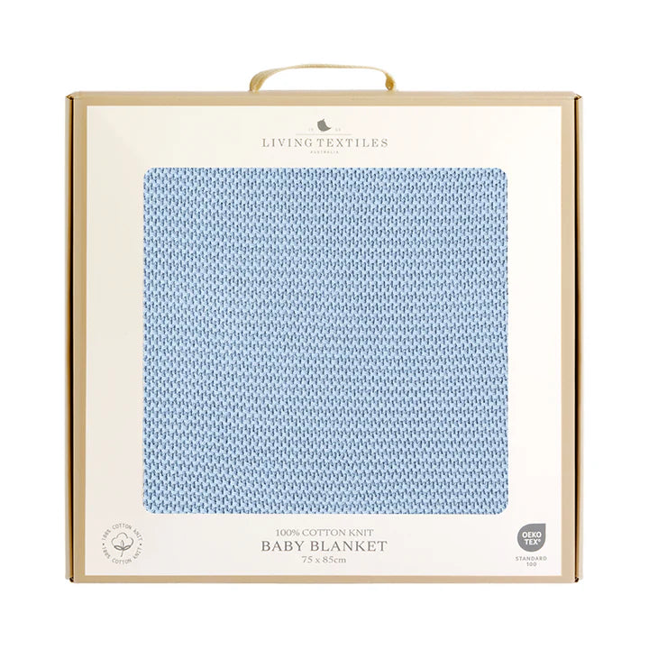 Knitted pram blanket - Celestial blue