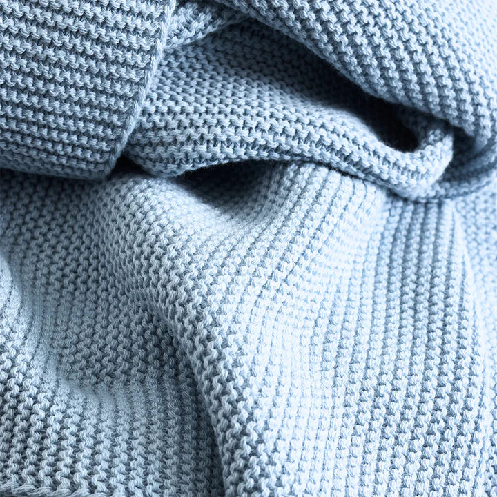 Knitted pram blanket - Celestial blue