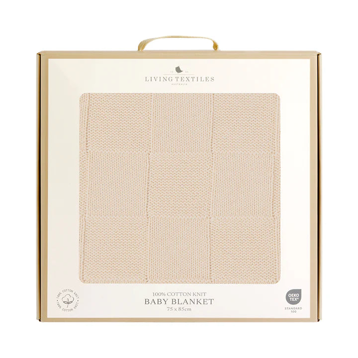 Knitted pram blanket - Checkered sand