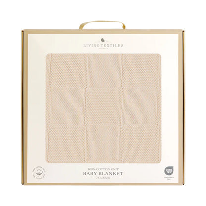 Knitted pram blanket - Checkered sand