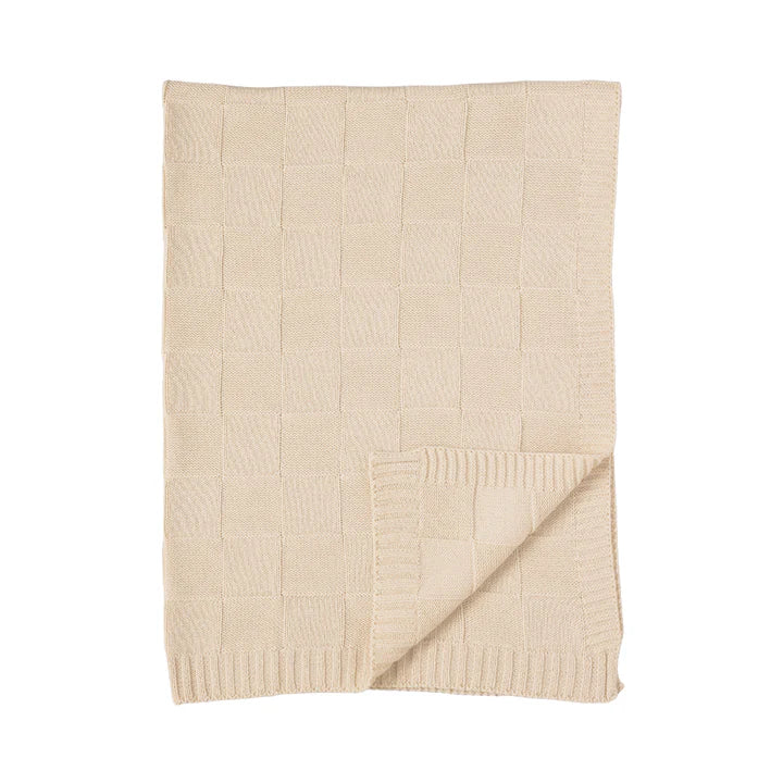 Knitted pram blanket - Checkered sand