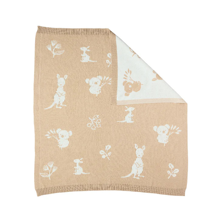 Knitted pram blanket - Australiana