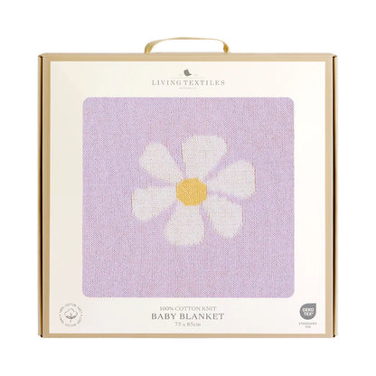 Knitted Pram blanket - Lilac Daisy Dreams