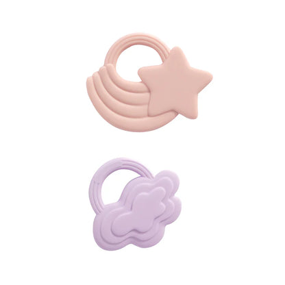 2Pk Silicone Teether - Stars & Cloud Pink