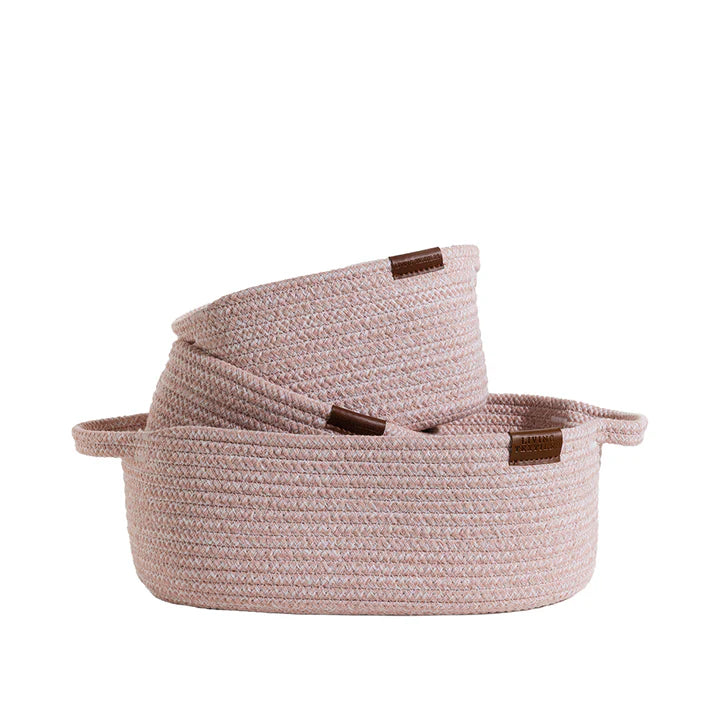 Cotton Rope Nursery 3pc Storage Set - Pink