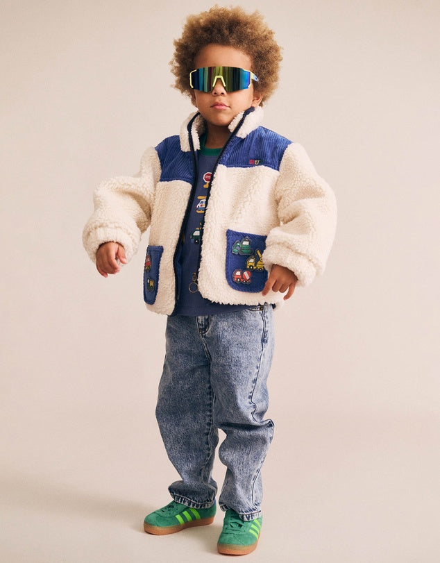 Patches Cord Sherpa Jacket - Cobalt