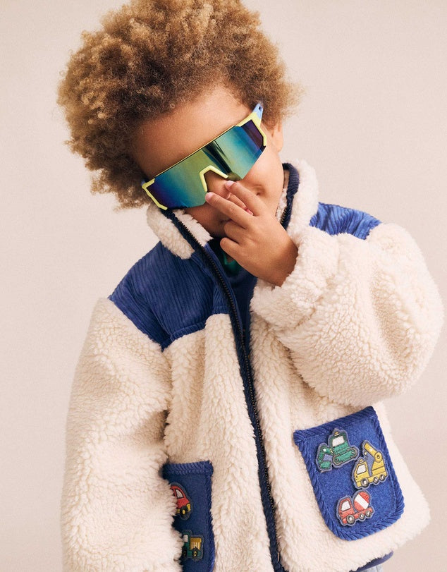Patches Cord Sherpa Jacket - Cobalt