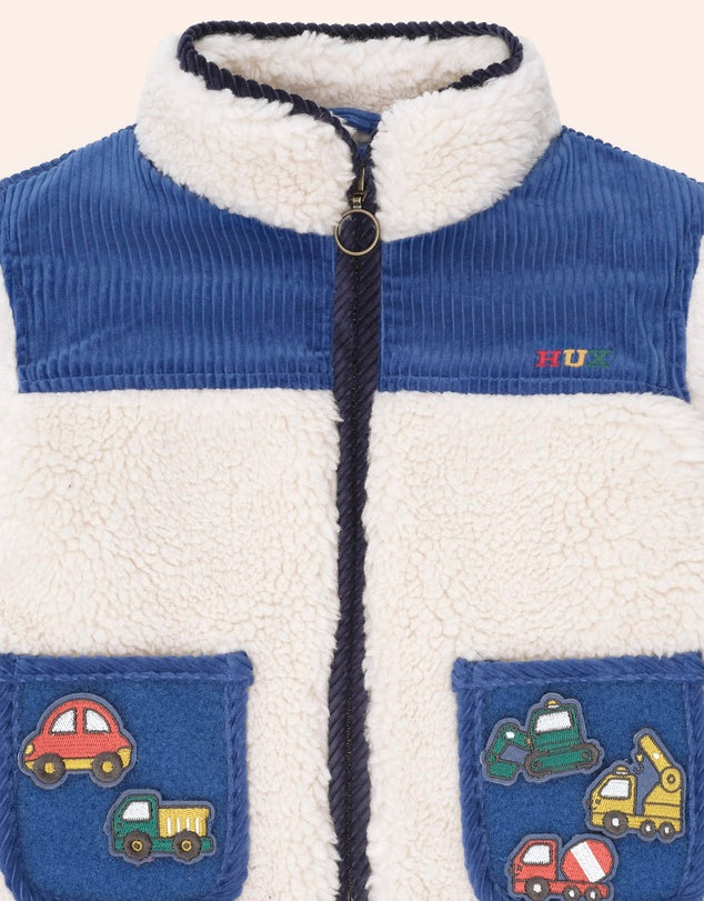 Patches Cord Sherpa Jacket - Cobalt