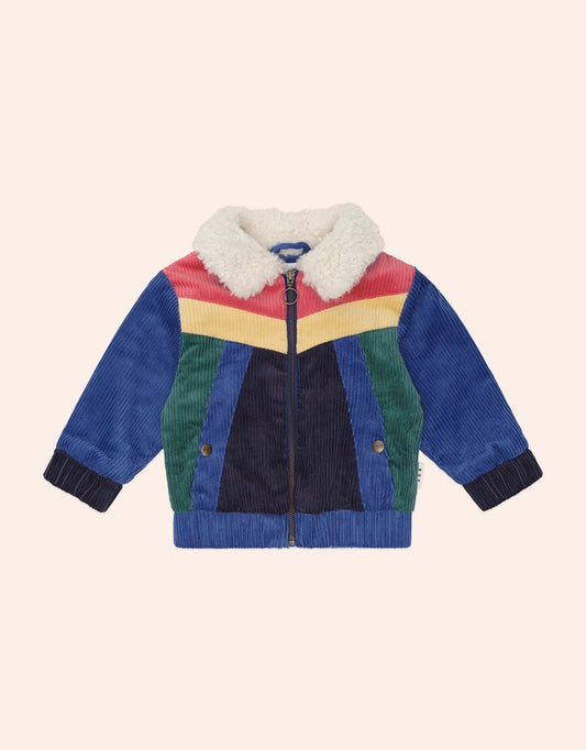 Colour Block Cord Jacket - Cobalt