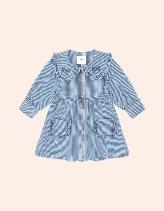 Vintage Bow Collar Denim Dress