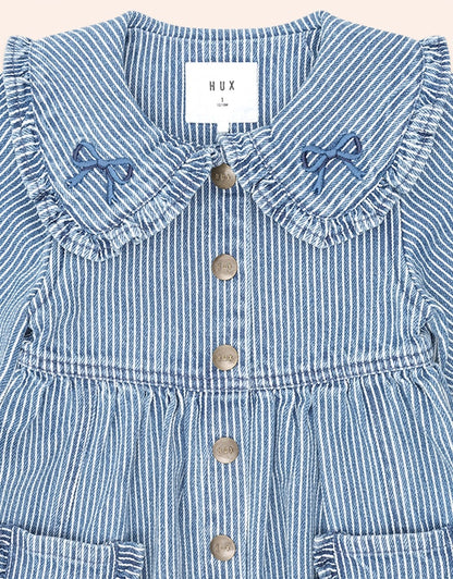 Vintage Bow Collar Denim Dress