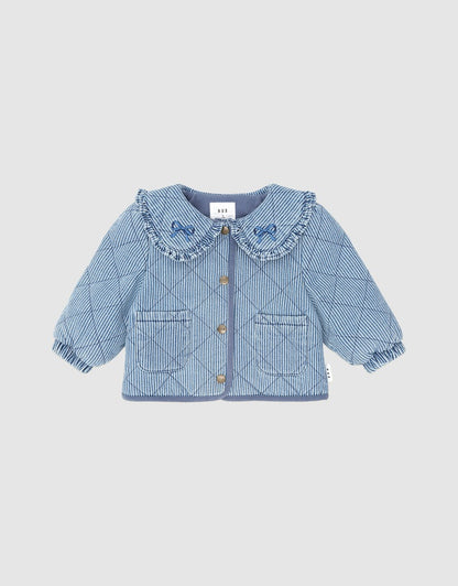 Vintage Bow Collar Denim Jacket