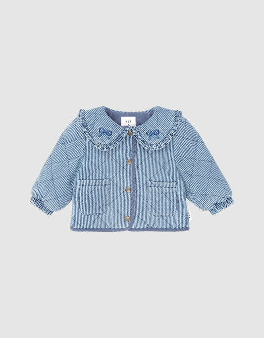 Vintage Bow Collar Denim Jacket