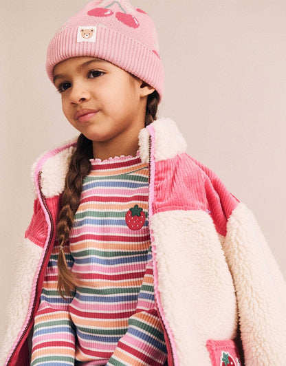 Sherpa Cord Patches Jacket - Cherry