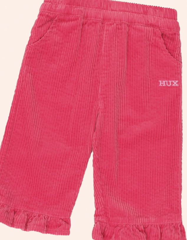 Cord Frill Hem Pant - Cherry