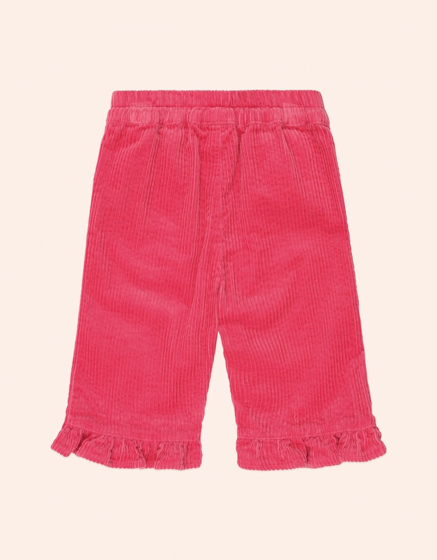 Cord Frill Hem Pant - Cherry