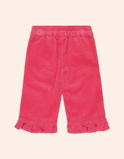 Cord Frill Hem Pant - Cherry