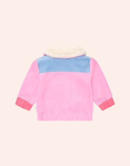 Colour Block Cord Jacket Pink - Berry