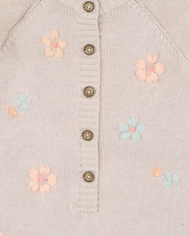 Fern Hand Emb. Organic Knitted Romper