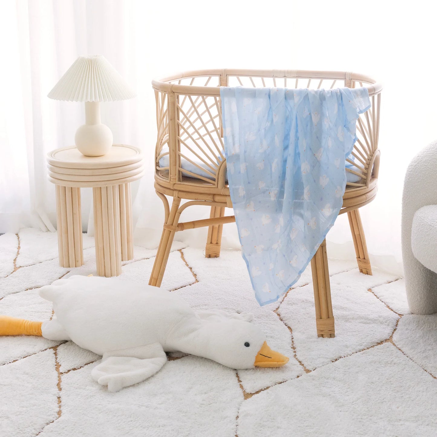 Organic Muslin Wrap Swaddle - Blue Doves