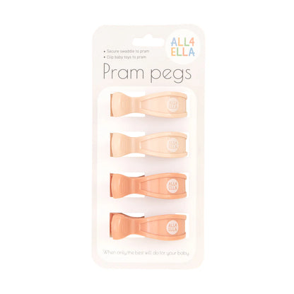 Pram Pegs 4pk - Cream & Peach