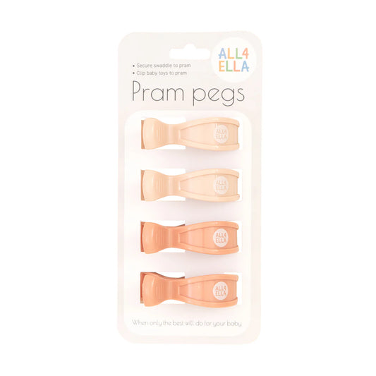 Pram Pegs 4pk - Cream & Peach