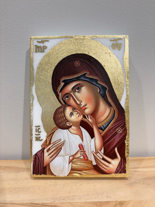 Glykophilousa Icon - White Marble