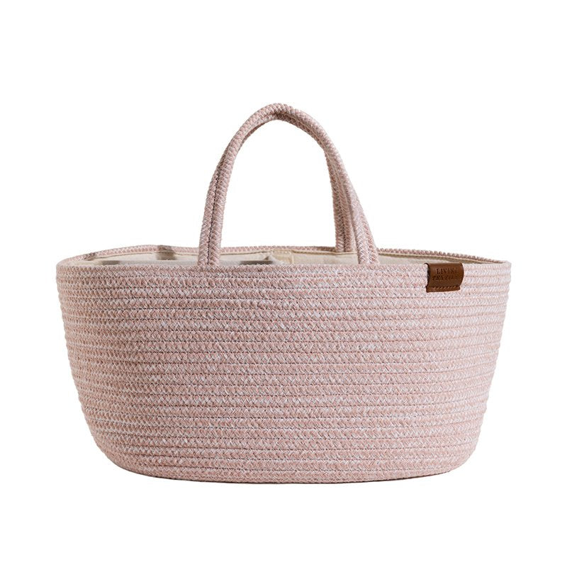 Cotton Rope Storage Nappy Caddy - Pink