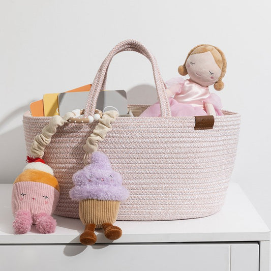 Cotton Rope Storage Nappy Caddy - Pink