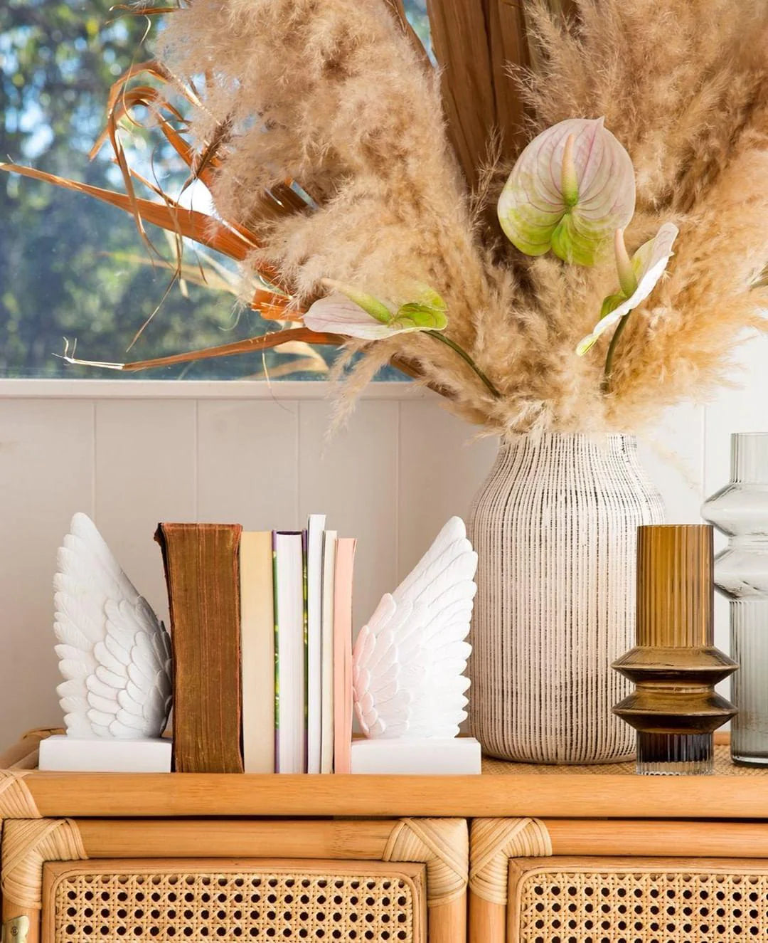 Wings Bookends Set - White
