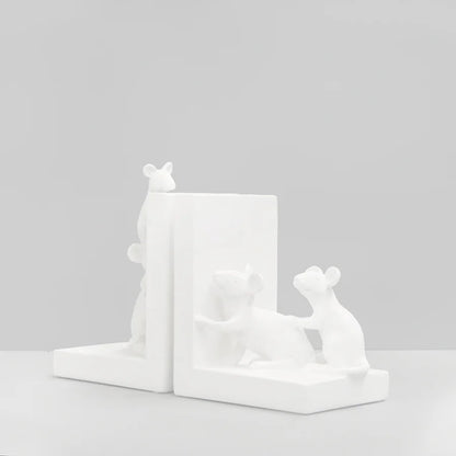 Mouse Bookends Set - White