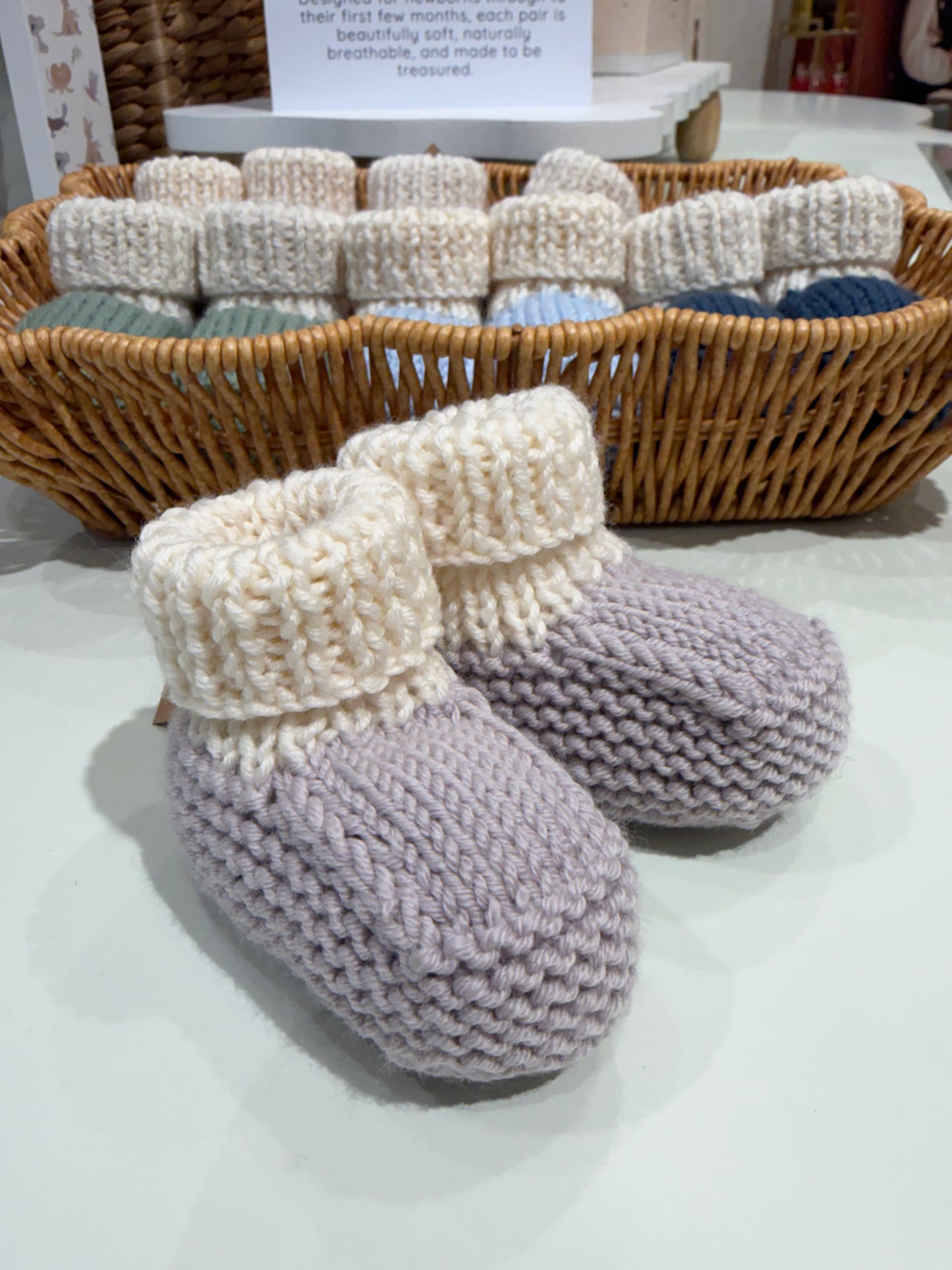 Locally Hand Knitted Aus/NZ Merino Booties - Lilac