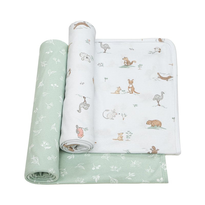 Organic Cotton Swaddle Wraps 2pk - Australiana