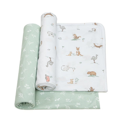 Organic Cotton Swaddle Wraps 2pk - Australiana