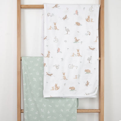 Organic Cotton Swaddle Wraps 2pk - Australiana