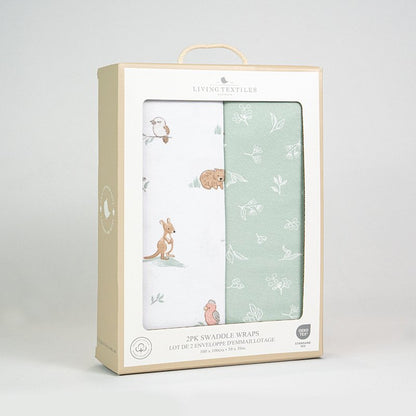 Organic Cotton Swaddle Wraps 2pk - Australiana