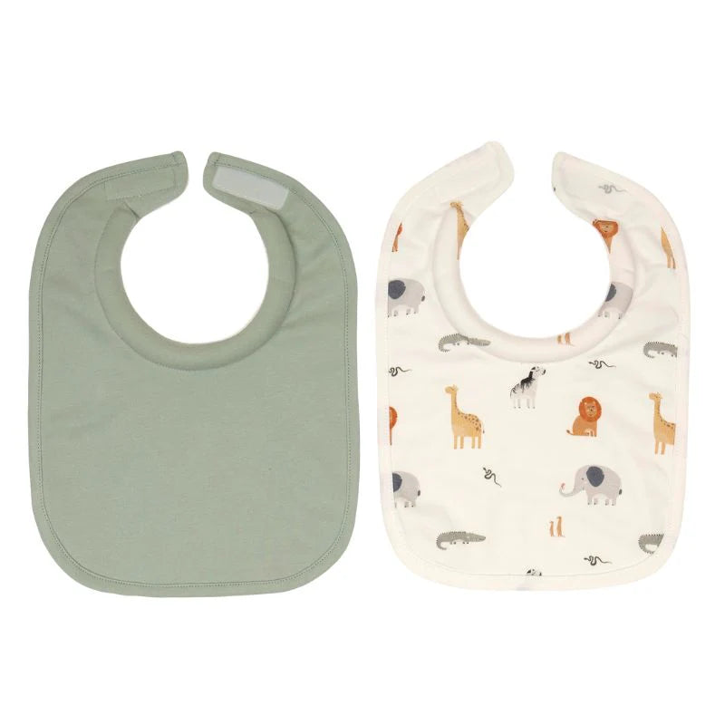 Roll Neck Bibs 2pk - Wild Animals