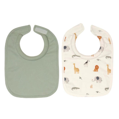Roll Neck Bibs 2pk - Wild Animals