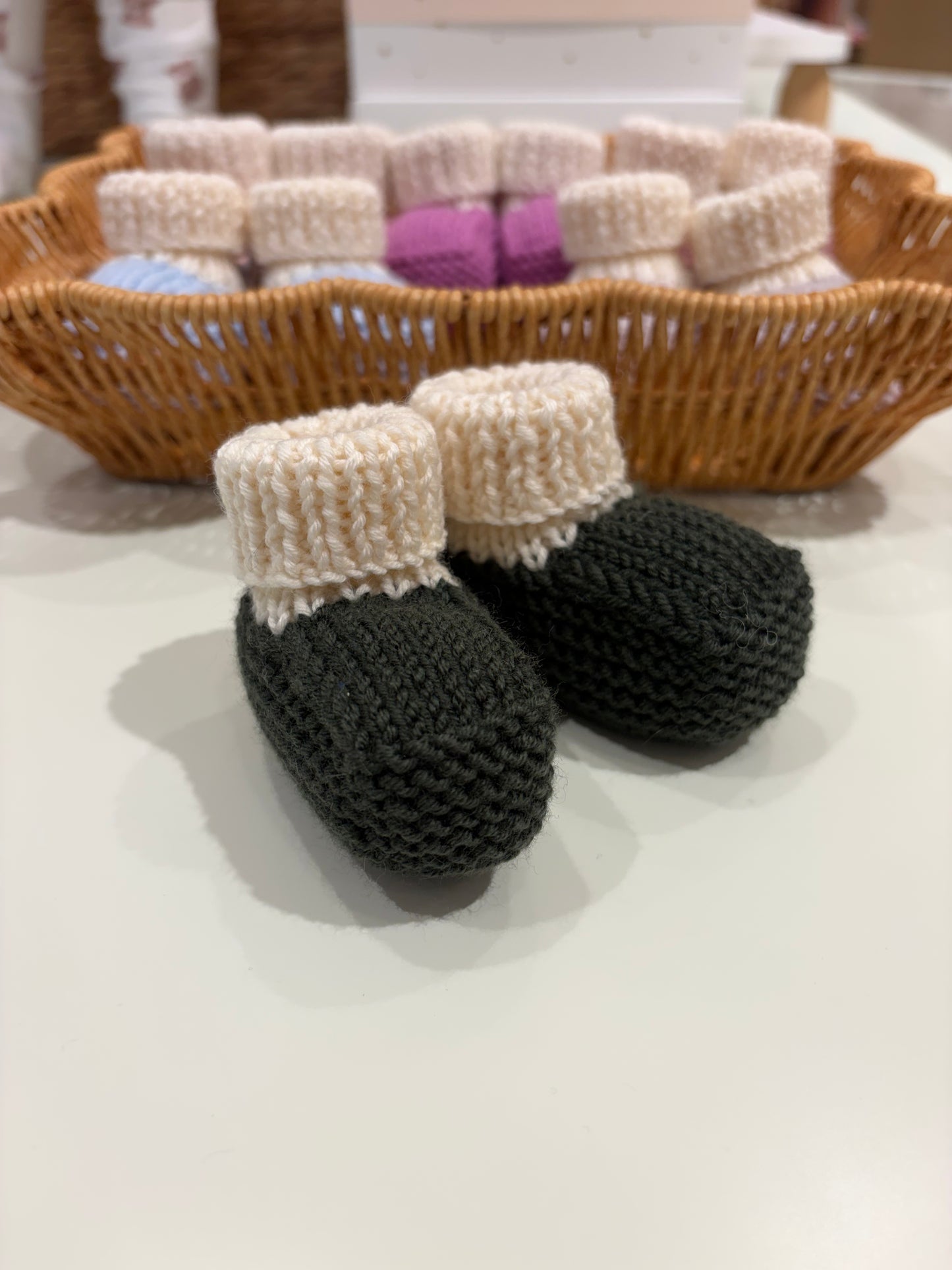 Locally Hand Knitted Aus/NZ Merino Booties - Forest