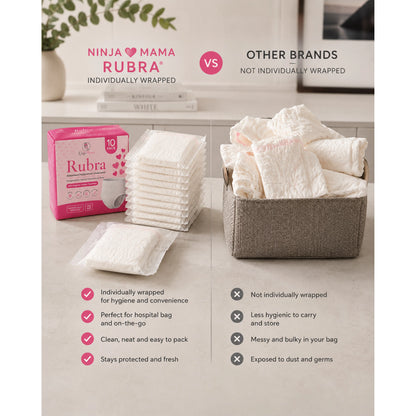 Rubra® Disposable Absorbent Postpartum Underwear With Organic Cotton 10pk
