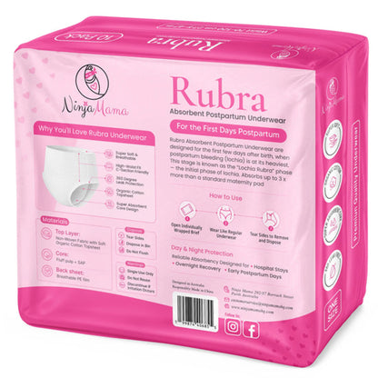 Rubra® Disposable Absorbent Postpartum Underwear With Organic Cotton 10pk